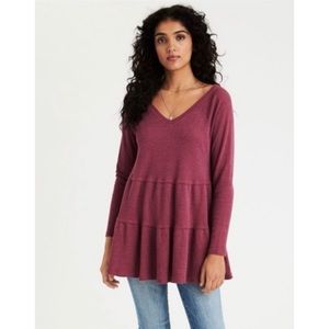 American Eagle | Waffle Knit Babydoll Tee